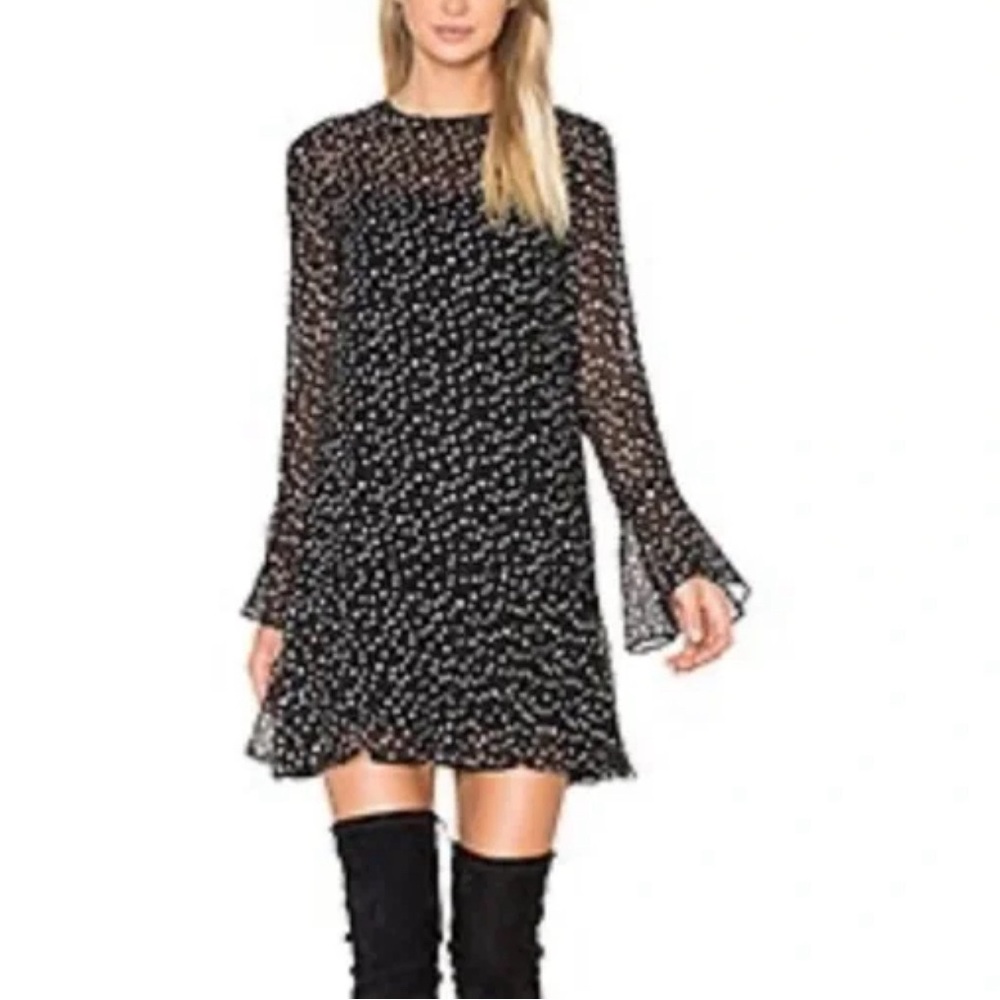 Theory Black Chiffon Short Dress With Stars, Size 4